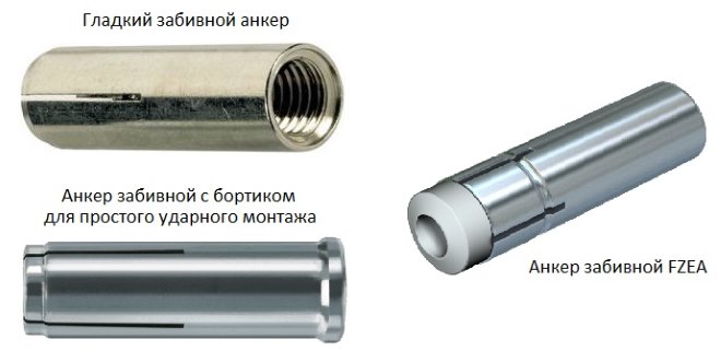 Примеры забивных анкеров без насечек